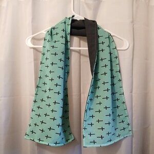 NEW Gothic Cross Scarf Turquoise Dark Gray 2 sided 10x42" Chiffon & Polycotton